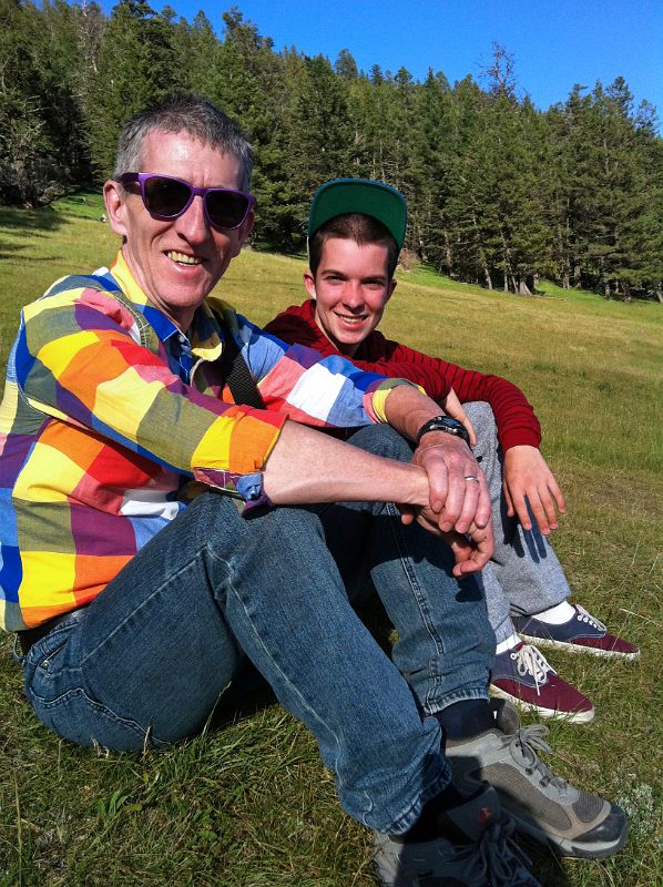 05 Jerome Ryan and Peter Ryan Relaxing At Viewpoint on Mount Norquay Road In Summer